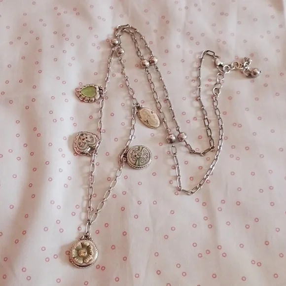 Brighton Green Tone Charm Long Chain Necklace - Picture 7 of 9